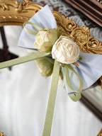 Teal & Green Frilled Headband with Flower Bow Hairpin - Moonlight Dream | CoyBunny