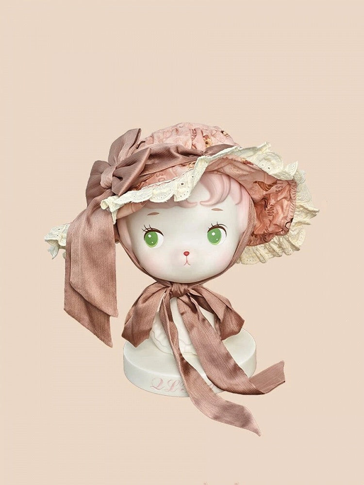 Pink Big Bow Sweet Lolita Printed Hat - Stars Fall on the Foggy Island | CoyBunny