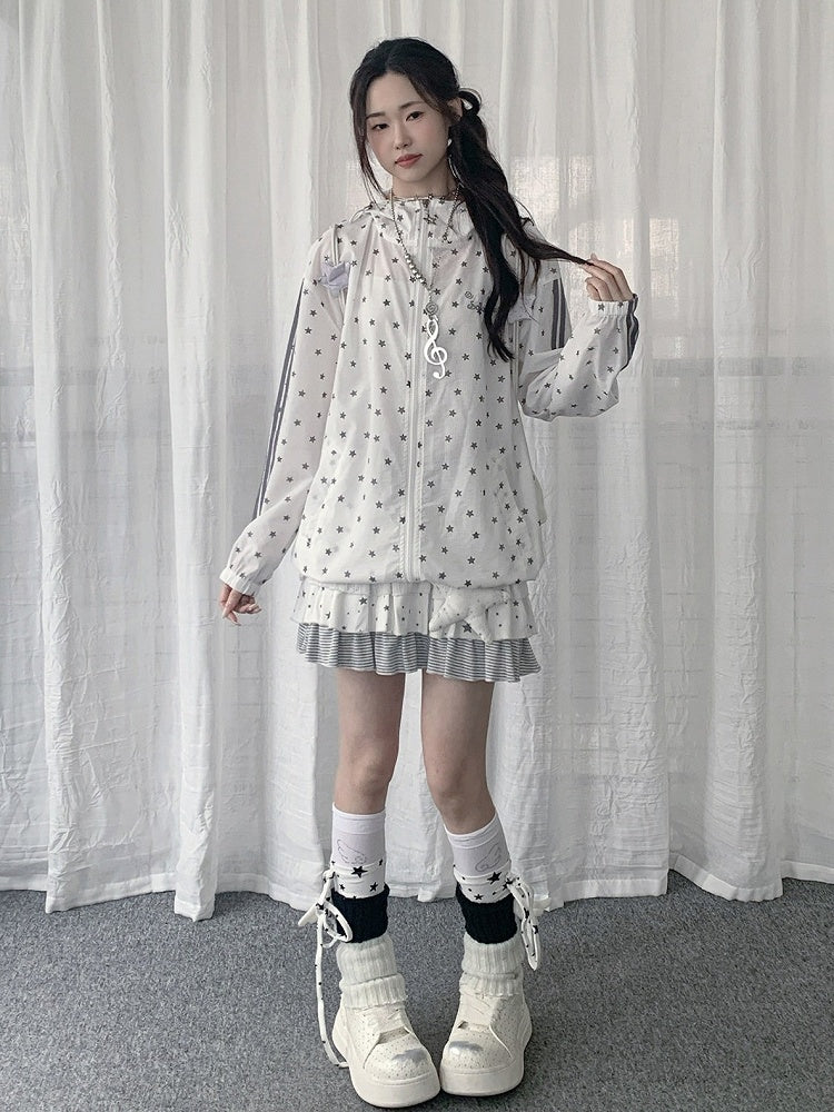 White Star-Print Hooded UV-Protective Jacket | CoyBunny