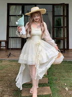 Kawaii Floral Decorated Dress with Asymmetrical Hem - Hard Candy | CoyBunny