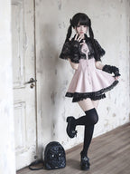 Stripe Dress Set with Lace Cape and Tie - Ekomi | CoyBunny