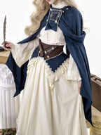 Embroidered Navy Cape with Gold Detailing - Xiong Dou Jiang | CoyBunny