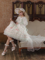 Mint Green Bows Layered Hime Lolita Jumper Skirt Set - Huating | CoyBunny