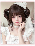 Brown Bob Wig with Bangs and Double Bun Clip - Meow Island Wig | CoyBunny