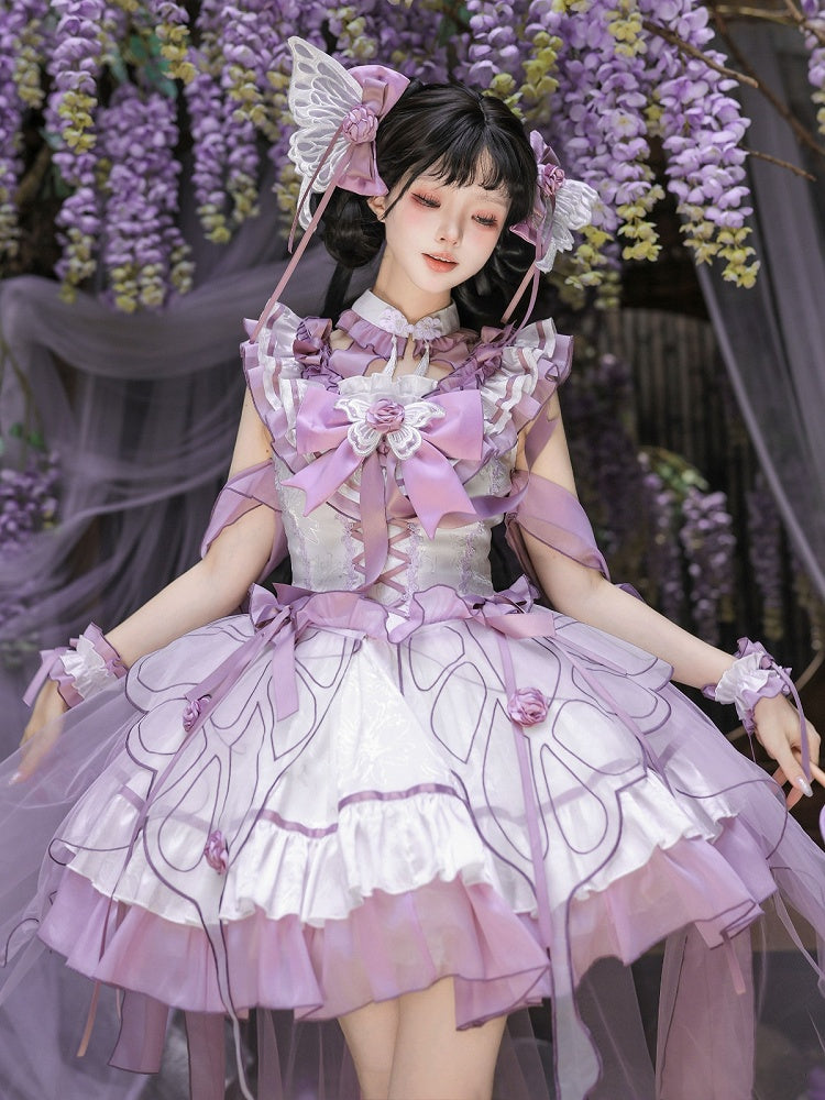 Butterfly Lolita Dress Set with Headpiece and Wrist Cuffs - KIYANA | CoyBunny