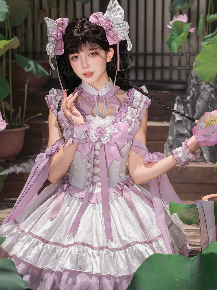 Butterfly Lolita Dress Set with Headpiece and Wrist Cuffs - KIYANA | CoyBunny
