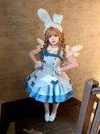 Blue Polka Dot Ruffled Sweet Lolita Jumper Skirt - Sweetheart Dream | CoyBunny