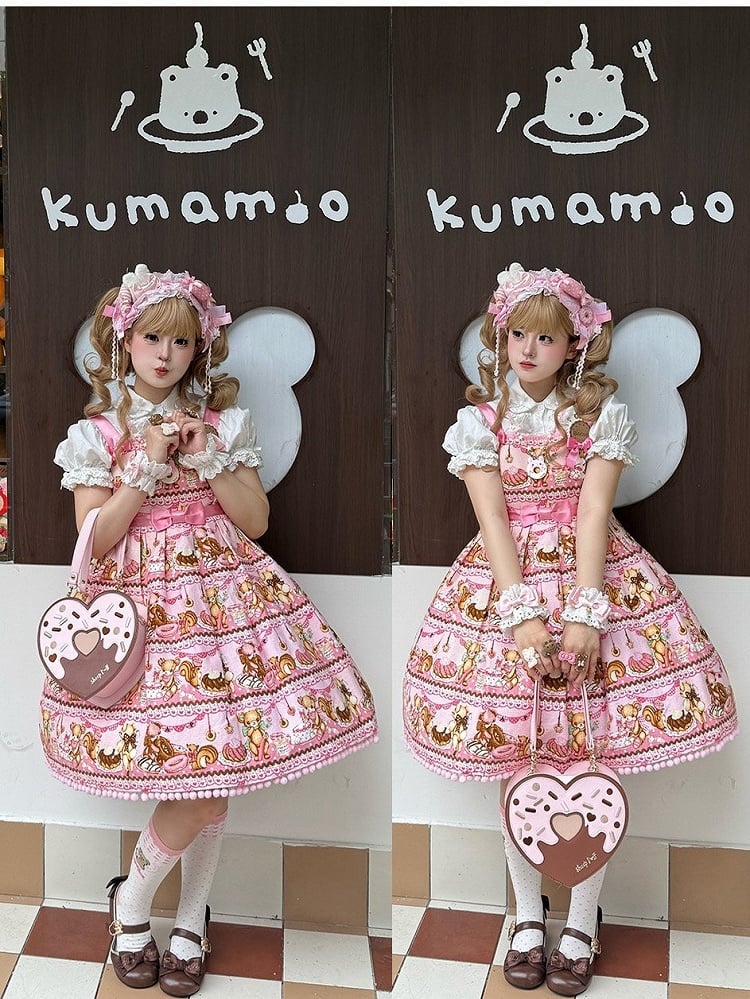 Pink Heart Shaped Sweet Lolita Crossbody Bag - Sheep Puff Bag | CoyBunny