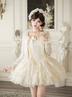 Boned Corset Waist Spaghetti Straps Dress Lolita JSK with Tiered Skirt - With PUJI | CoyBunny