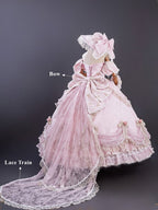 Pink Off-Shoulder Lolita Lace Gown with Ruffles and Bows - Hinana Queena | CoyBunny