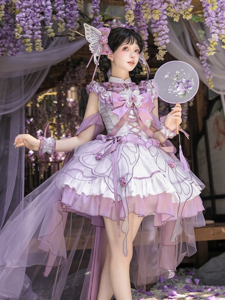 Butterfly Lolita Dress Set with Headpiece and Wrist Cuffs - KIYANA | CoyBunny