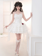 Charming Sweetheart Jumper Skirt with Rosette Accent - Unknown Star | CoyBunny