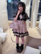 Stripe Dress Set with Lace Cape and Tie - Ekomi | CoyBunny