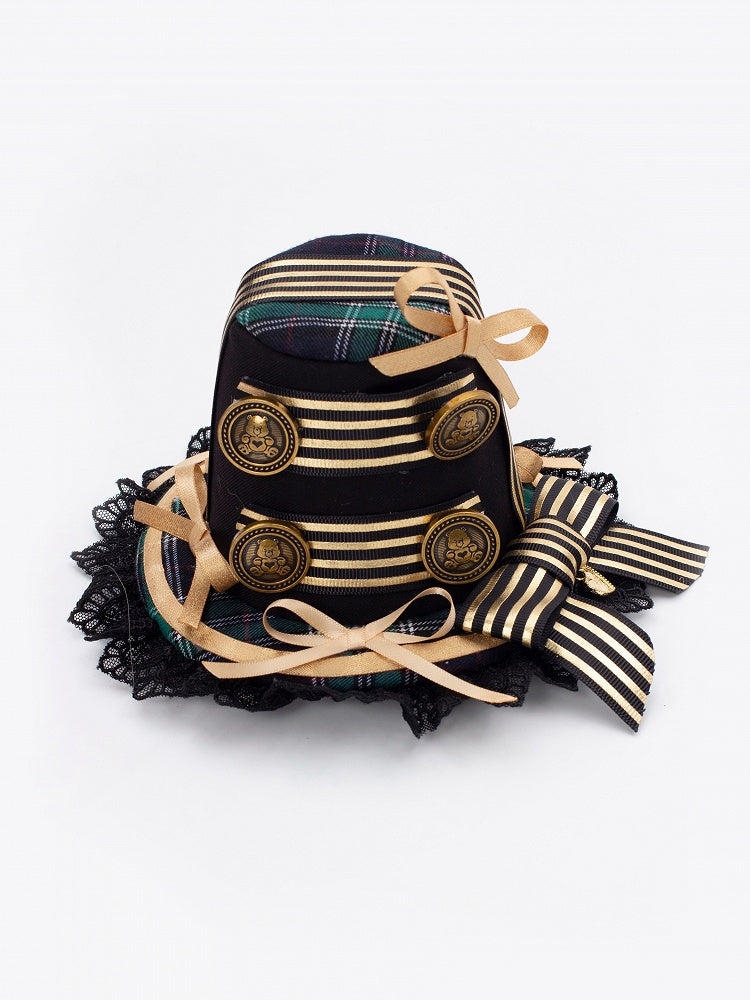 Red / Green / Blue Idol Lolita Plaid Bowknot KC or Mini Top Hat - LiLi Chain | CoyBunny