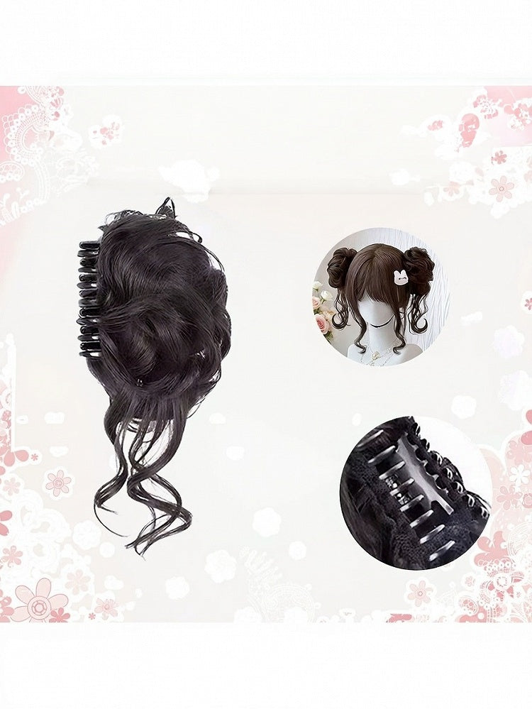 Brown Bob Wig with Bangs and Double Bun Clip - Meow Island Wig | CoyBunny