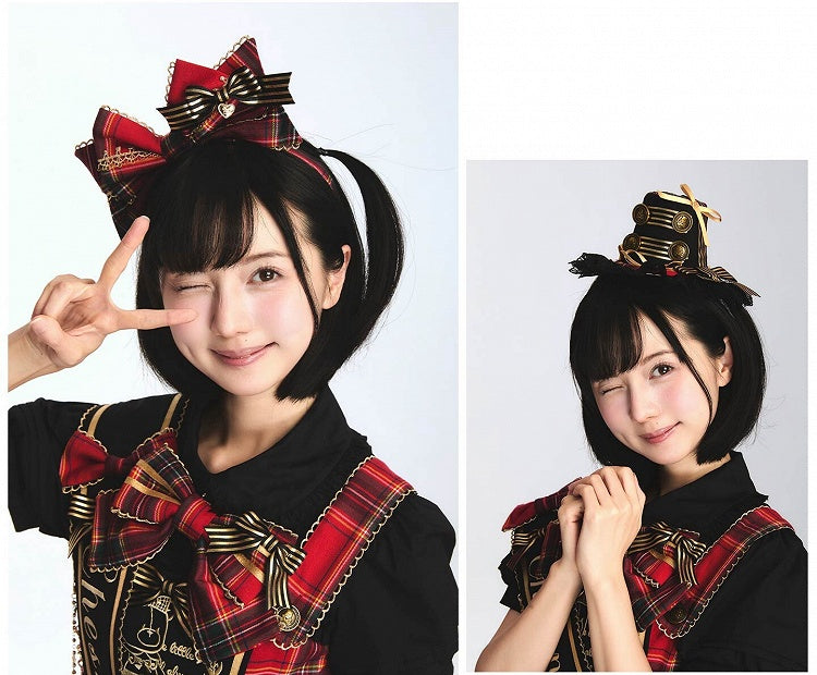 Red / Green / Blue Idol Lolita Plaid Bowknot KC or Mini Top Hat - LiLi Chain | CoyBunny