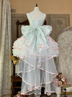 Mint Green Bows Layered Hime Lolita Jumper Skirt Set - Huating | CoyBunny
