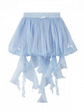 Cute Blue Summer Bottoms with Ruffle Hem - Zao Jing Ji | CoyBunny