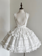 Ivory Checkered Frilly Bow Lolita Jumperdress | CoyBunny