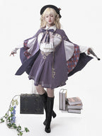 Purple High Waist Skirt with Striped Accents - Xiong Dou Jiang | CoyBunny