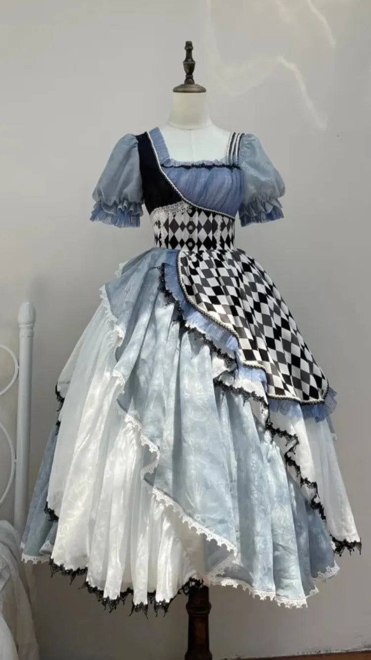 Alice in Wonderland Blue Checkerboard Sweet Lolita Dress | CoyBunny