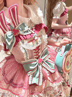 Pink & Green Bunny Ear Sweet Lolita Bow Brooch - Mewroco | CoyBunny