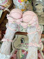 Sweet Pink Platform Mary Janes Bow Embellished Scalloped Heels - Pu Yue Meng | CoyBunny