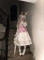 Cream Layered Ruffle High Waist Sweet Lolita Dress with Tulle Hem - Bodhi Original Design | CoyBunny