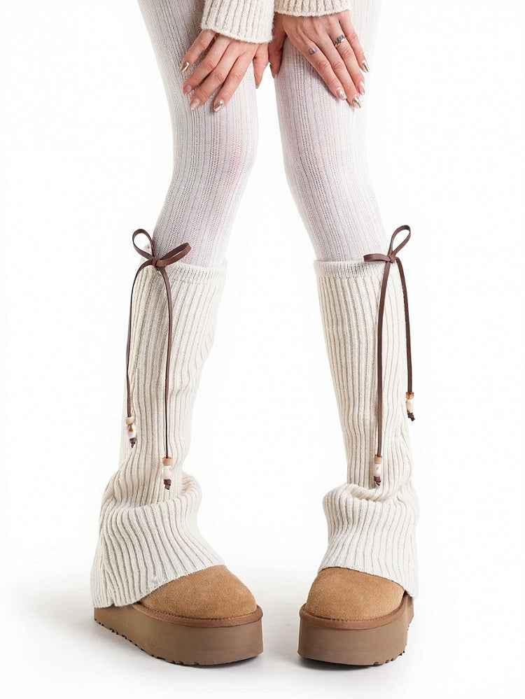 Knit Bow Bead Leg Warmers - ModaSwings | CoyBunny