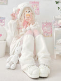 White Fluffy Plush Leg Warmers | Two Bear Pink | CoyBunny