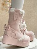 Sweet Lolita Platform Boots Pink Star Heart Bow 4cm Heel | CoyBunny