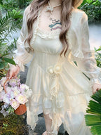 Beige Open Front Top with Ruffle Trim - Hard Candy | CoyBunny