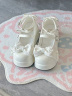 White Sweet Lolita Platform Shoes with Bow Accents | Jiang Jiang Little Cookies | CoyBunny