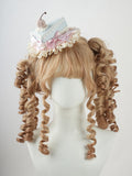 Sweet Lolita Blue and Pink Bow Ruffled Trim Triangular Cake Mini Hat | CoyBunny
