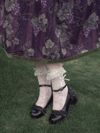 Mary Jane Round Toe Lolita Shoes with Bow and Ruffle in Black - EvilStar | CoyBunny