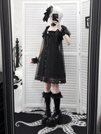 Gothic Square Neck Dress with Bow Accents - Ekomi | CoyBunny