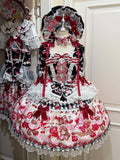 Black Bell Sleeves Sweet Lolita OP Dress with Strawberry Desserts Print - Miss Han | CoyBunny