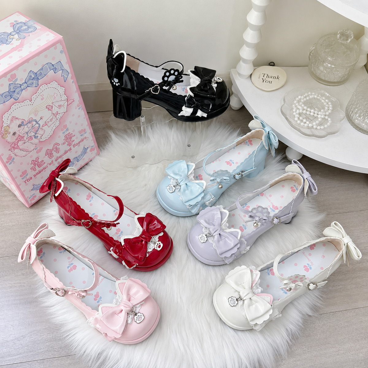 Cat's Claw Party Lolita Mary Jane Shoes ¨C Sweet Bow Round Toe Pumps | Blooming Chimes | CoyBunny