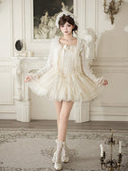 Boned Corset Waist Spaghetti Straps Dress Lolita JSK with Tiered Skirt - With PUJI | CoyBunny