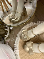 Golden Sweet Lolita Mary Janes - 5cm Heeled Bow Shoes | CoyBunny
