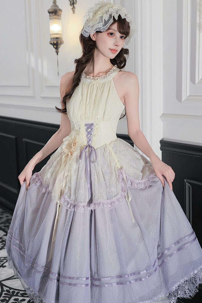 Purple Classic Gradient Lolita JSK Set with Cardigan and Hair Items - With PUJI | CoyBunny