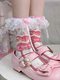 Sweet Lolita Striped Calf Socks with Lace-Trimmed Bow | CoyBunny