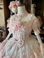 Rose Hanayome Lolita Hime Gown with Detachable Sleeves, Flower Bows and Pearl Chains - sedef | CoyBunny