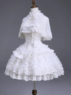 Snow Theme Elegant JSK Dress with Pearl and Floral Brooch - Airfreeing | CoyBunny