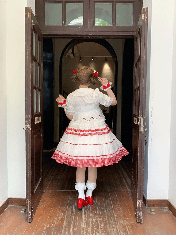 Plus Size White Black Pink Apricot Short Sleeve Lolita Stand Collar Blouse - Versatile girl | CoyBunny
