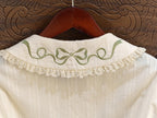 Green Apple Embroidery Collar Cream Short Sleeve Top - Dream Magic Box | CoyBunny