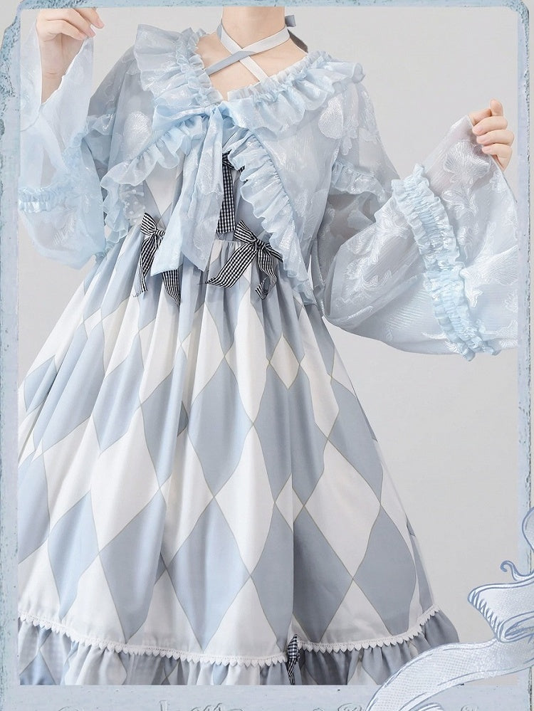 Blue Sweet Lolita Jacket with Ruffle Trim and Balloon Sleeves - Time Memory | CoyBunny