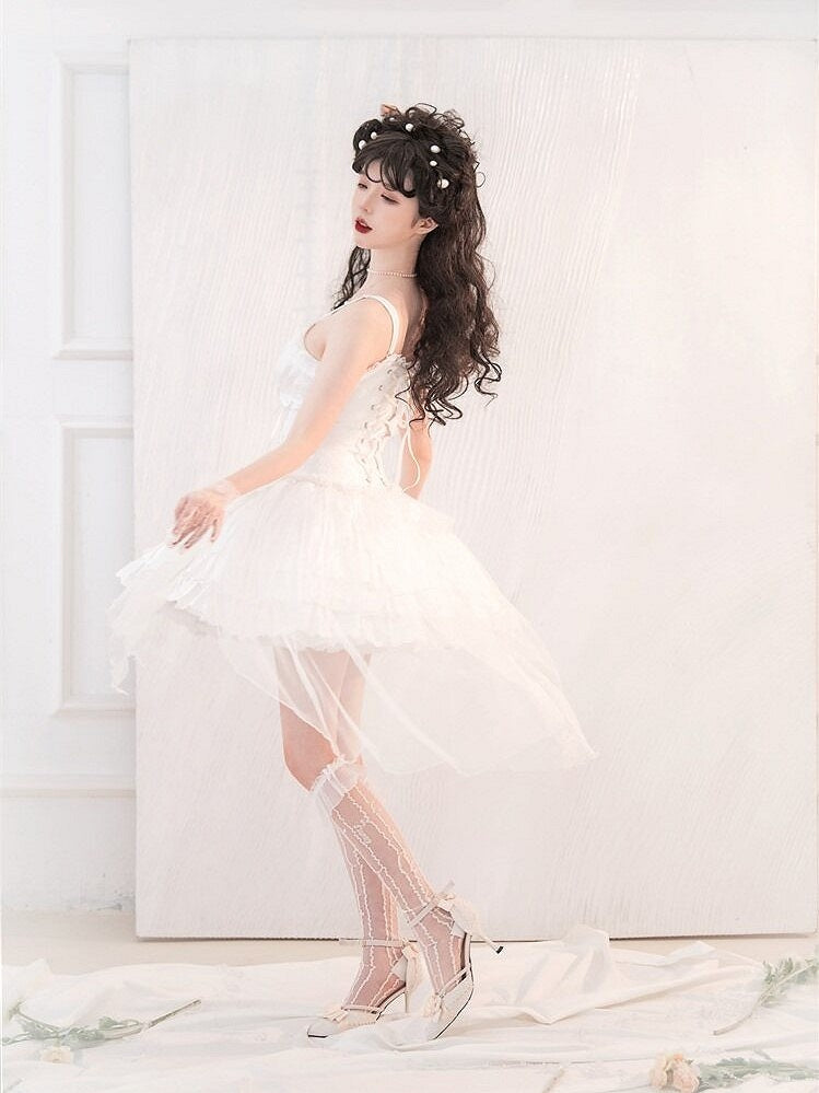 Charming Sweetheart Jumper Skirt with Rosette Accent - Unknown Star | CoyBunny