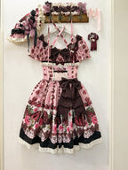 Pink Square Neck Puff Sleeve Strawberry Lolita OP | CoyBunny
