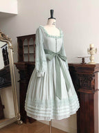 Green Square Neck Classic Lolita Long Sleeve OP | CoyBunny